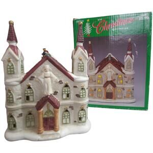 Vintage Christmas Collection Illuminated Porcelain Gothic Church 088534 Holiday